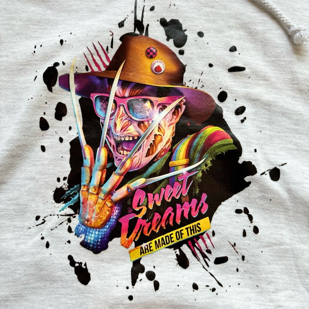 Freddy Krueger Sweet Dreams Halloween Horror XL Heather Grey Hooded Sweatshirt
